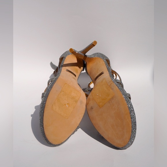 BADGLEY MISCHKA Evening Silver Sparkle 4.5” Strappy Heels - Picture 6 of 6